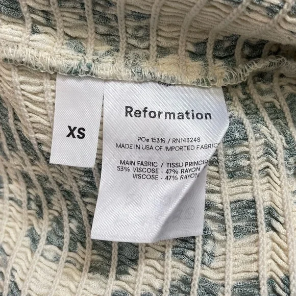 REFORMATION Adour Top Blouse Fortune Green Floral Size XS - Picture 3 of 10